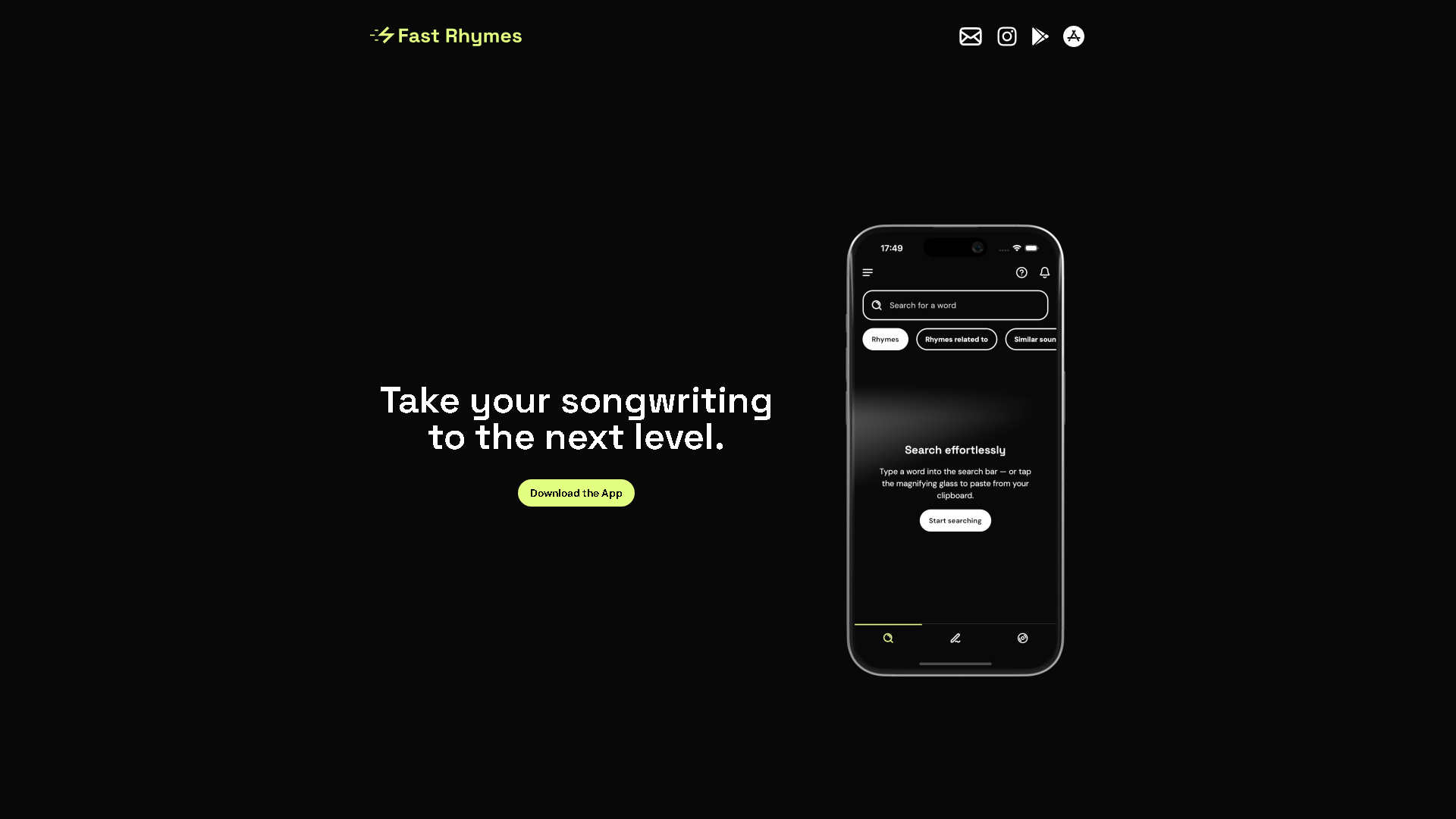 Fast Rhymes Interface Screenshot - Writing & Editing Tool