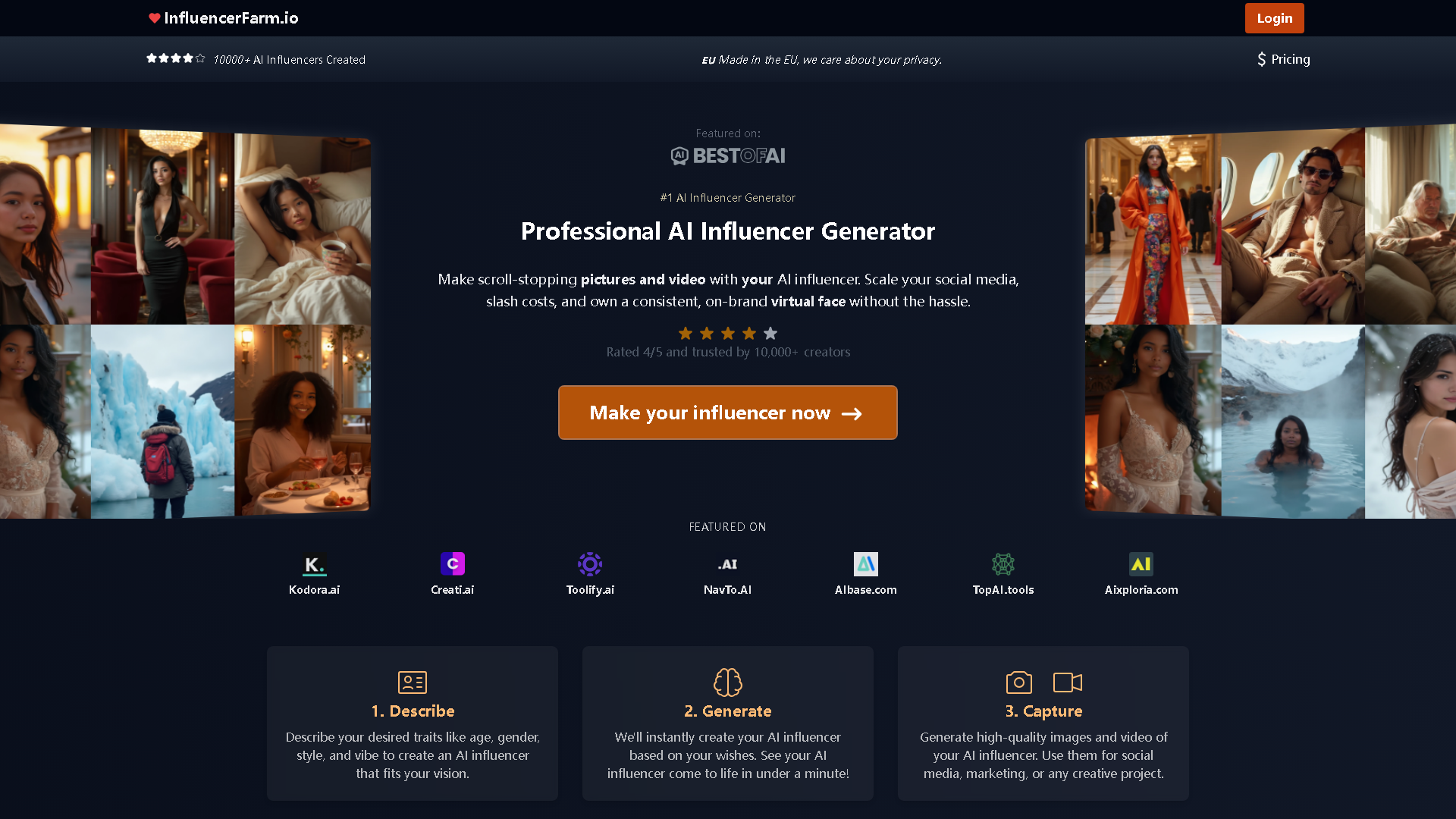 InfluencerFarm Interface Screenshot - Social Media Tool