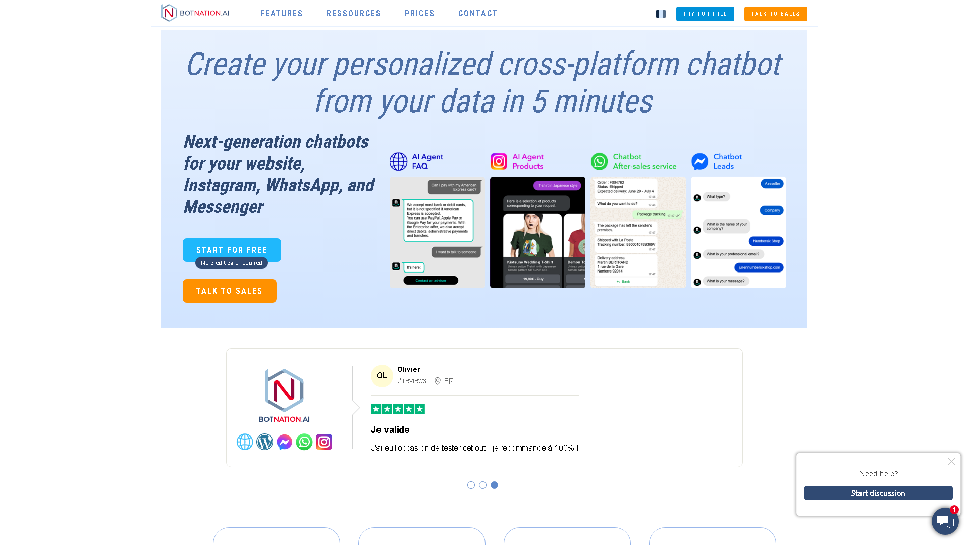 Botnation AI Interface Screenshot - Writing & Editing Tool