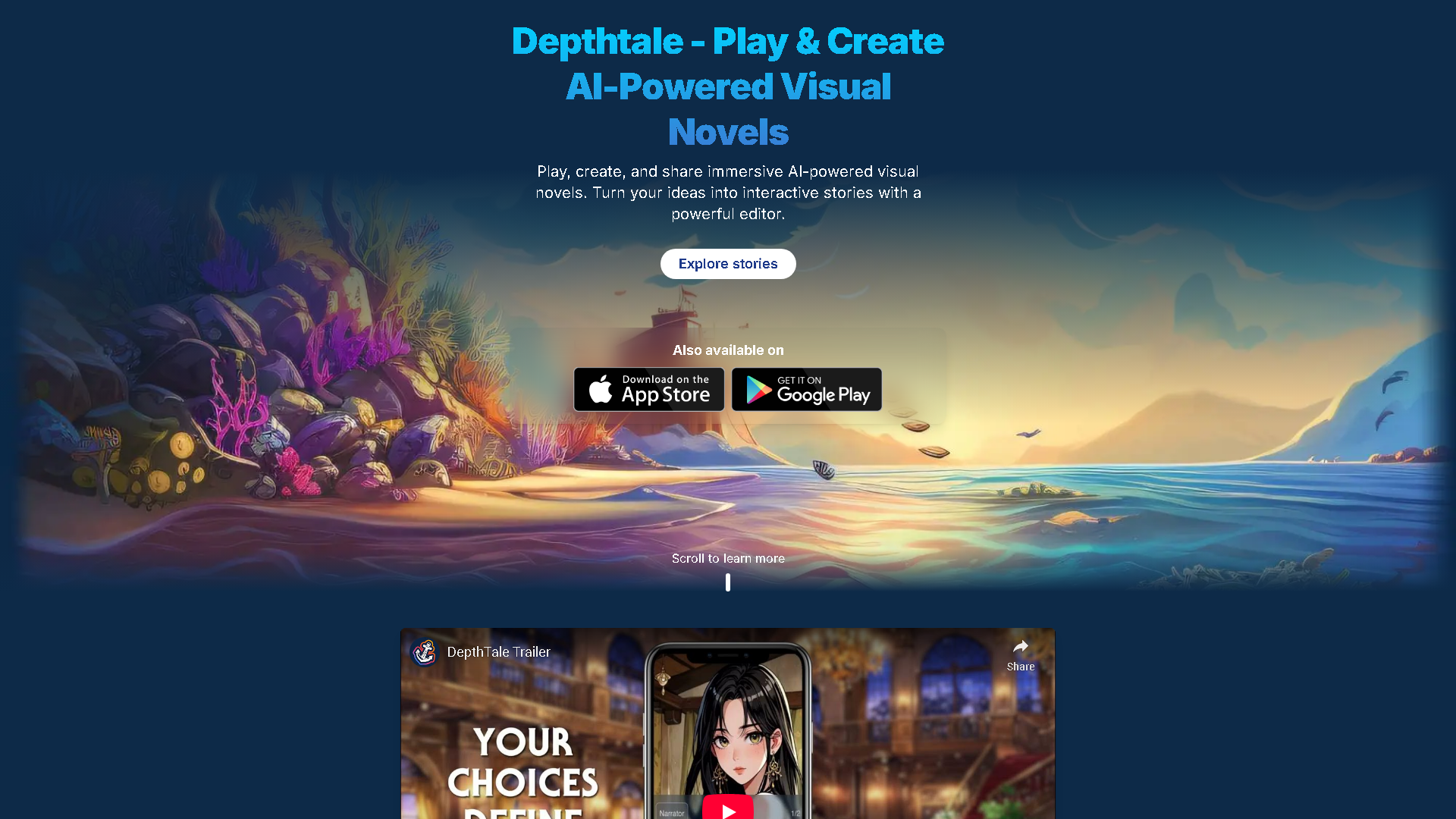 Depthtale Interface Screenshot - Writing & Editing Tool