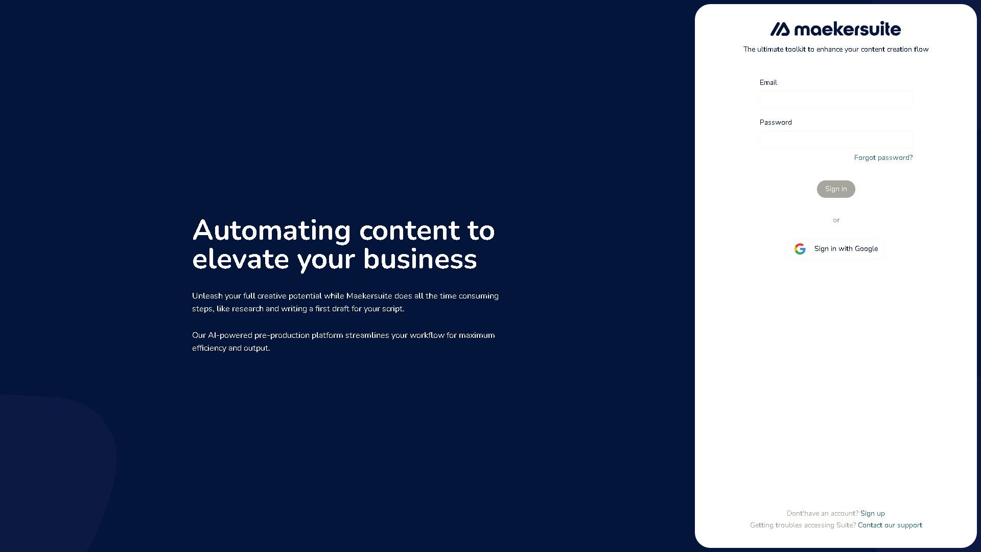 Maekersuite Interface Screenshot - Writing & Editing Tool