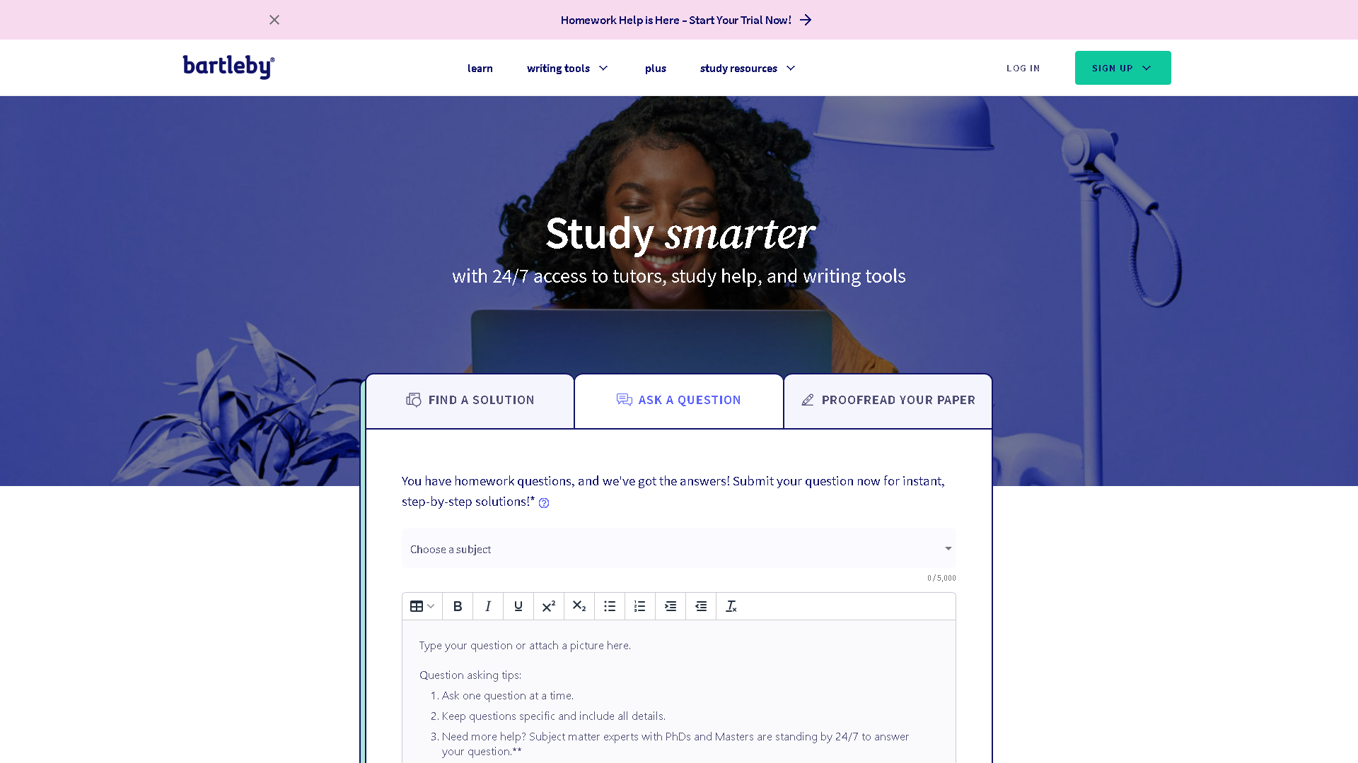 bartleby Interface Screenshot - Writing & Editing Tool