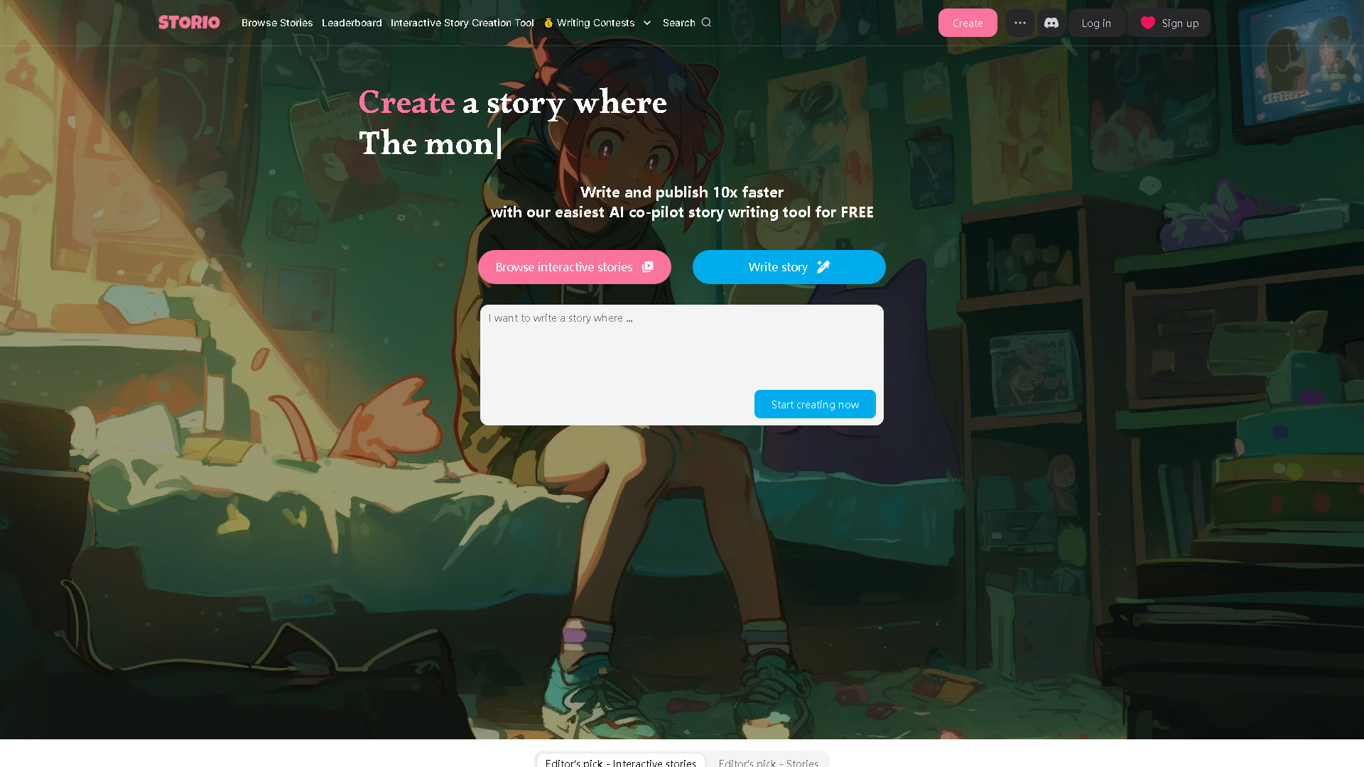 Storio Interface Screenshot - Writing & Editing Tool