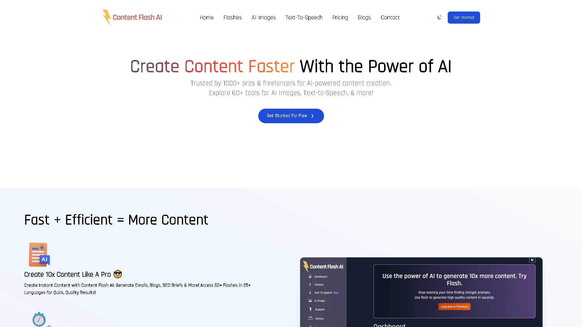 Content Flash AI Interface Screenshot - Writing & Editing Tool