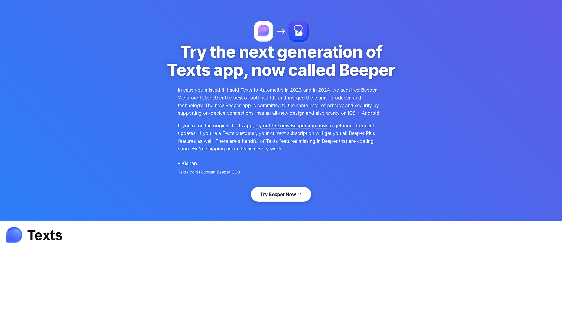 Texts Interface Screenshot - Writing & Editing Tool