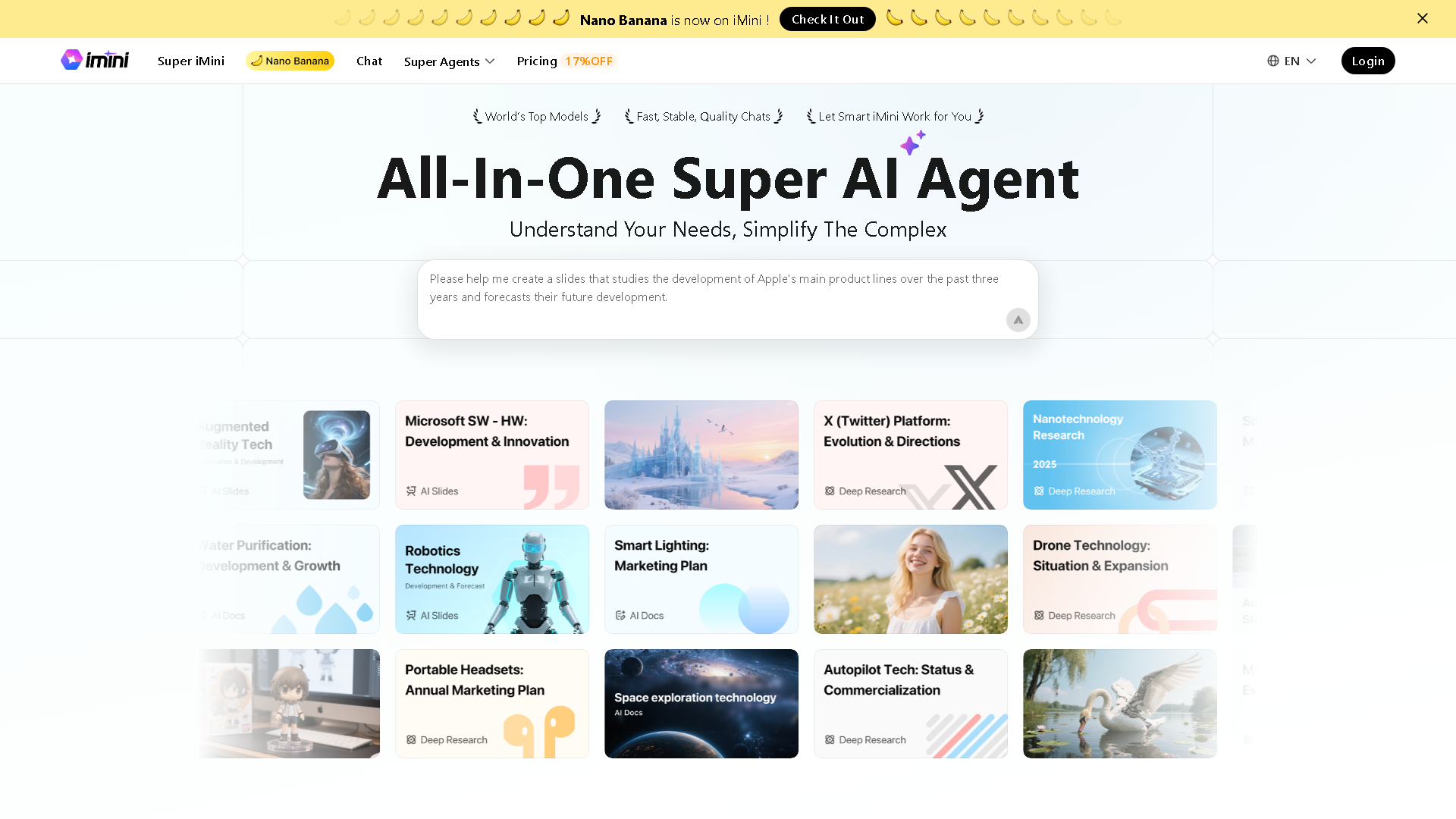 imini AI Interface Screenshot - Writing & Editing Tool