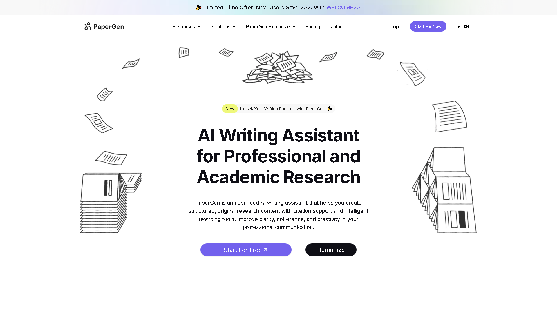 PaperGen Interface Screenshot - Writing & Editing Tool
