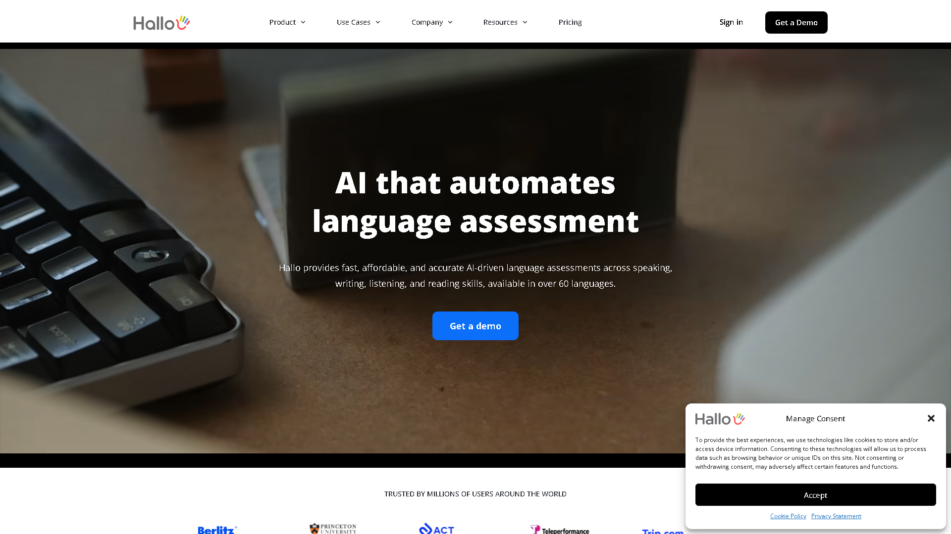 Hallo AI Interface Screenshot - Writing & Editing Tool