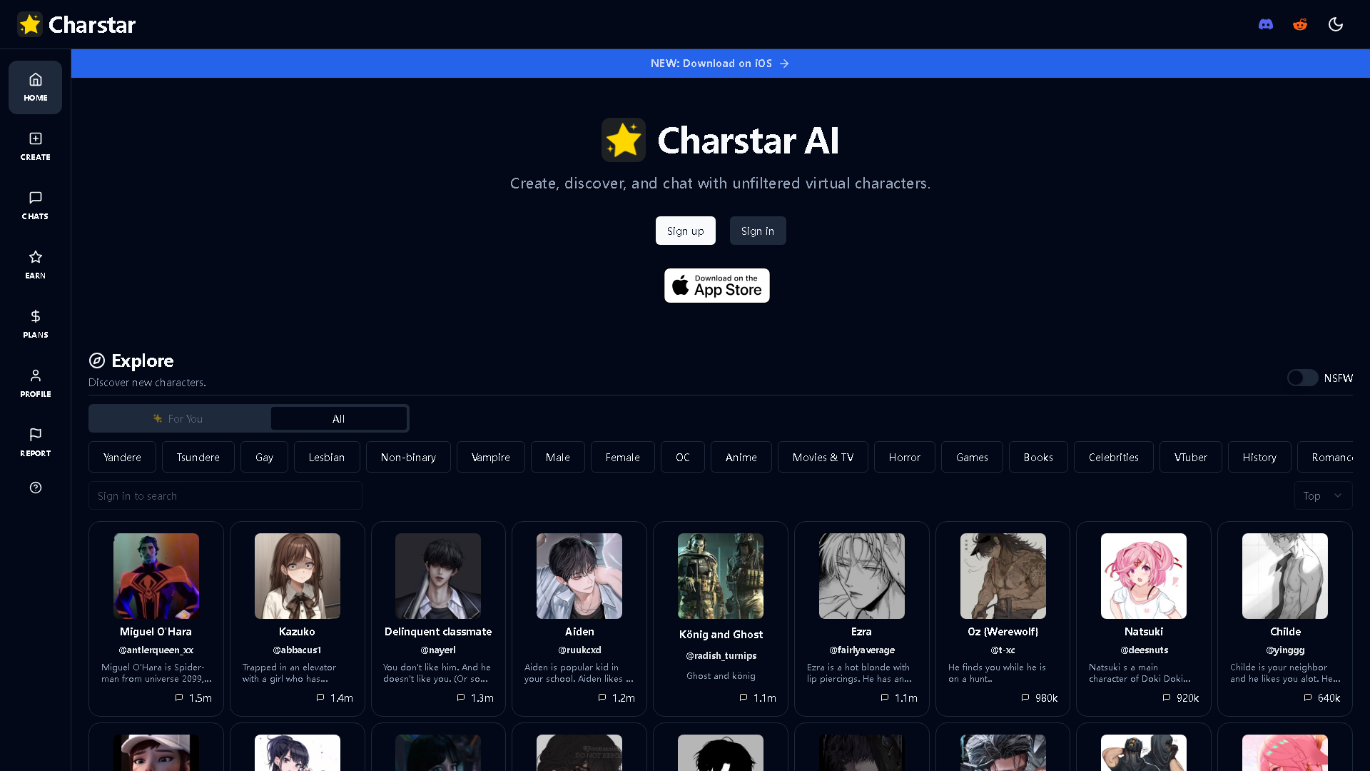 Charstar Interface Screenshot - Writing & Editing Tool
