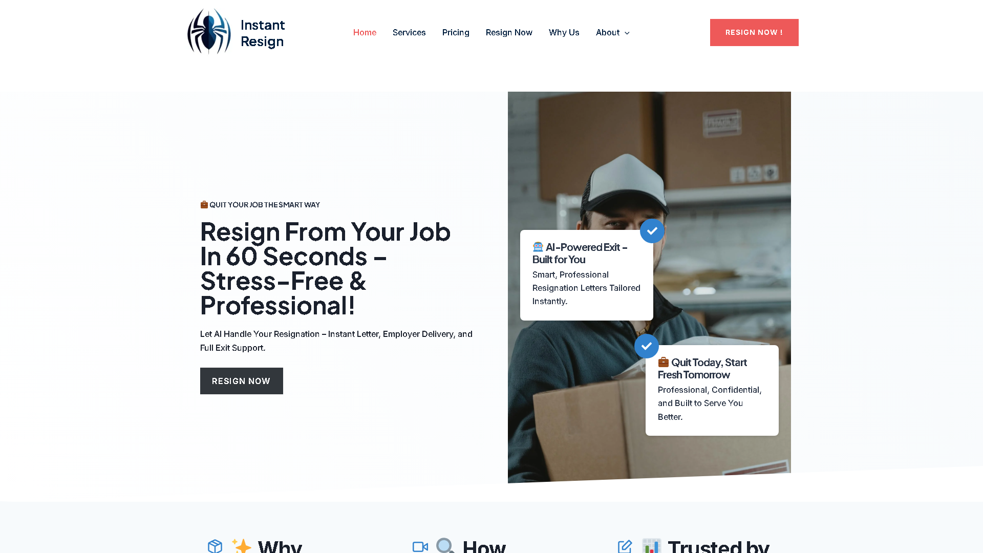 Instant Resign Interface Screenshot - Writing & Editing Tool