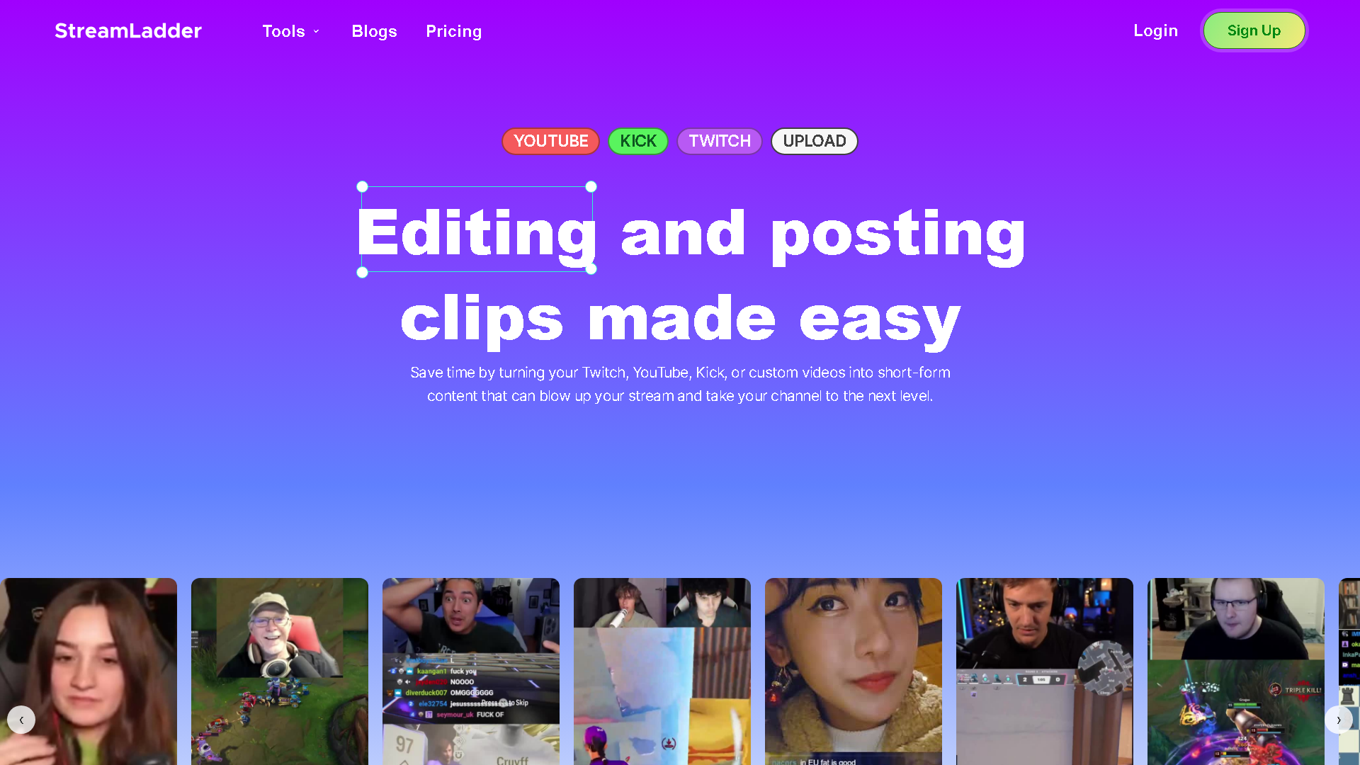 StreamLadder Interface Screenshot - Writing & Editing Tool