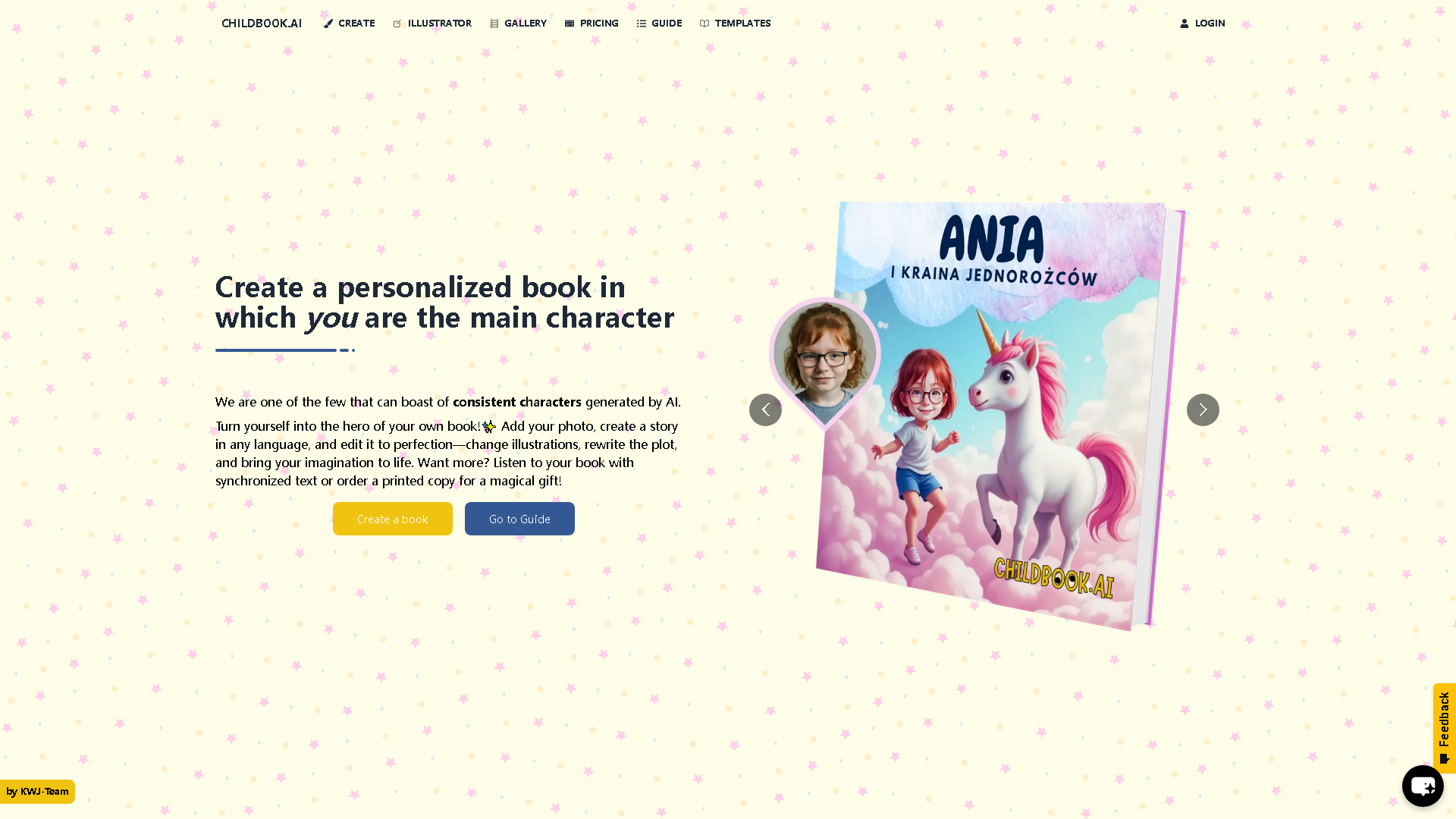 Childbook.ai Interface Screenshot - Writing & Editing Tool