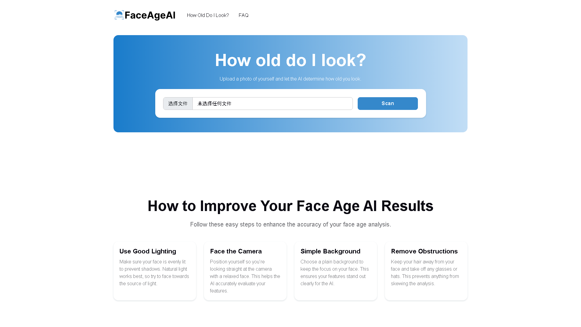 Face Age AI Interface Screenshot - Image Analysis Tool
