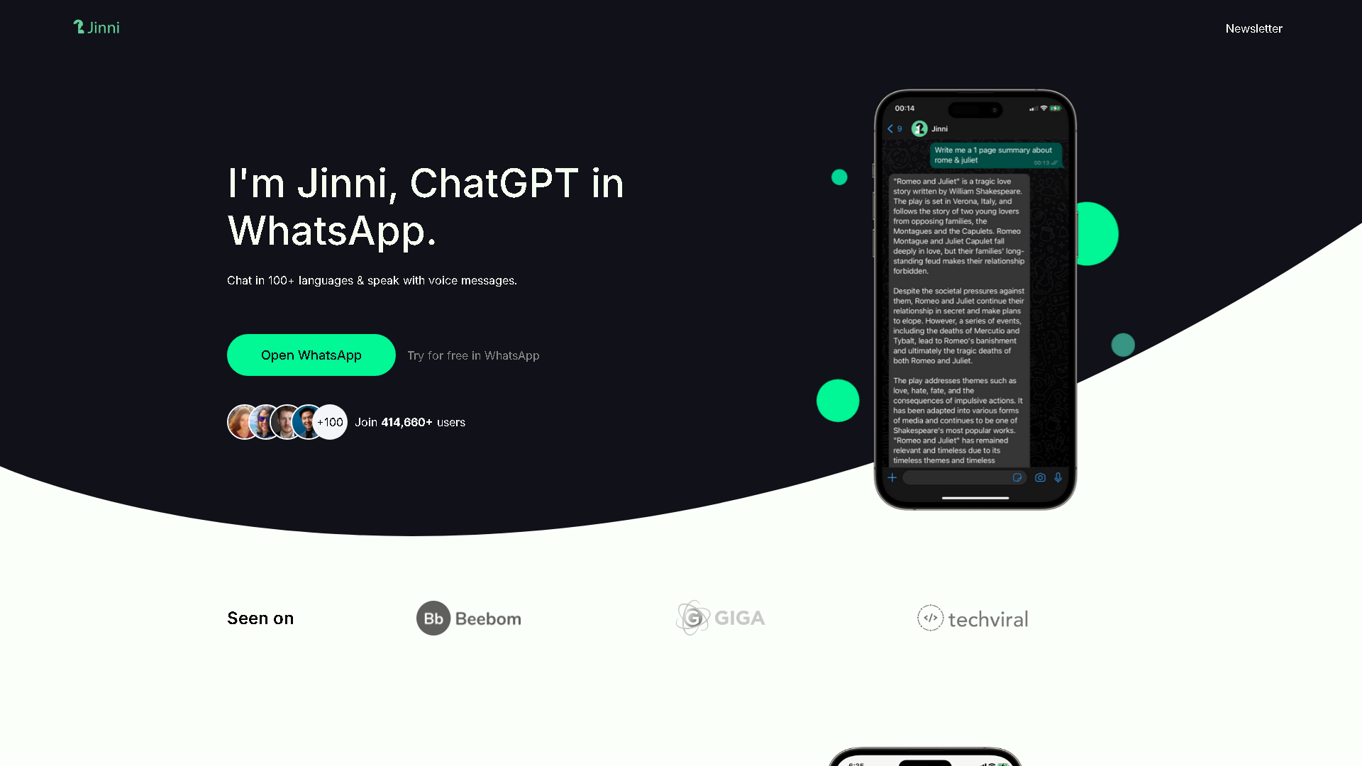 Jinni AI Interface Screenshot - Writing & Editing Tool