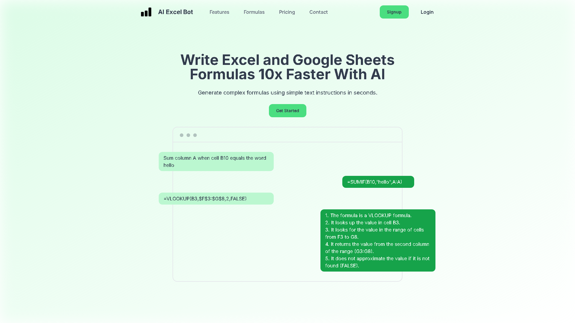 AI Excel Bot Interface Screenshot - Development & APIs Tool