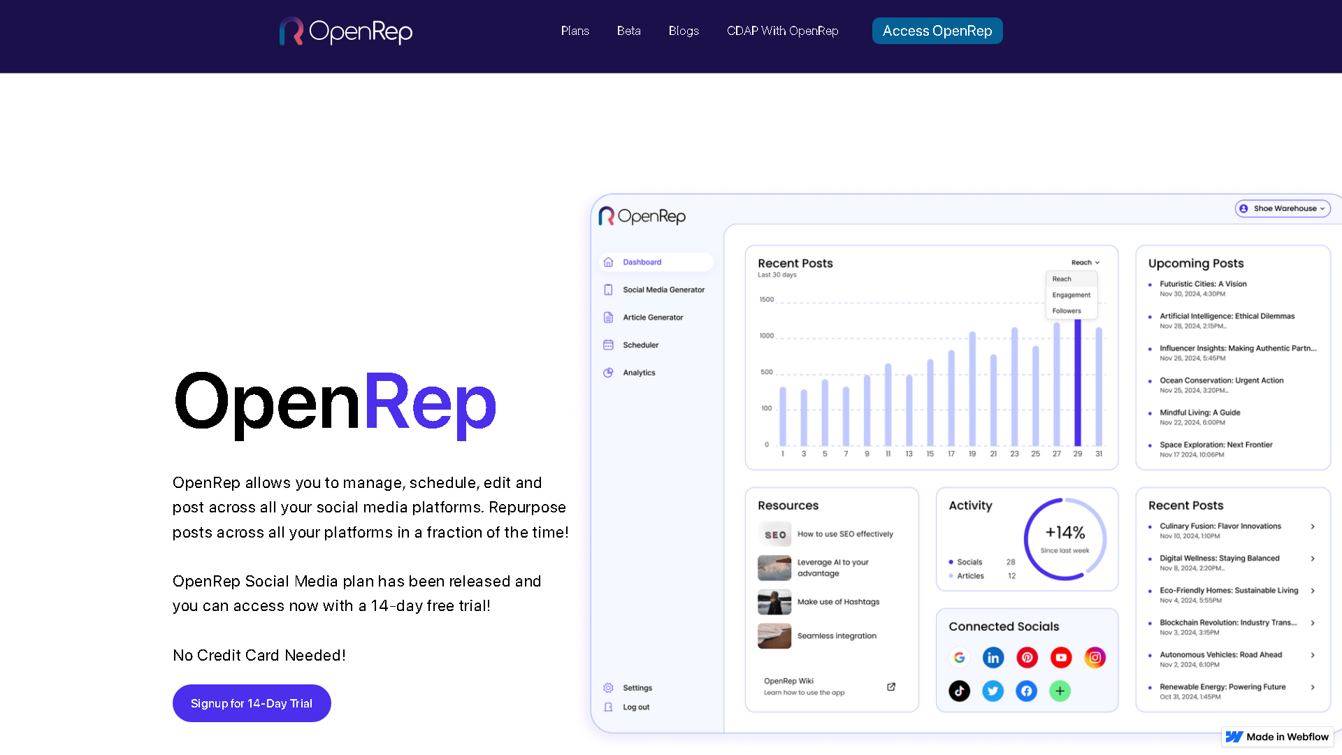 OpenRep Interface Screenshot - Writing & Editing Tool