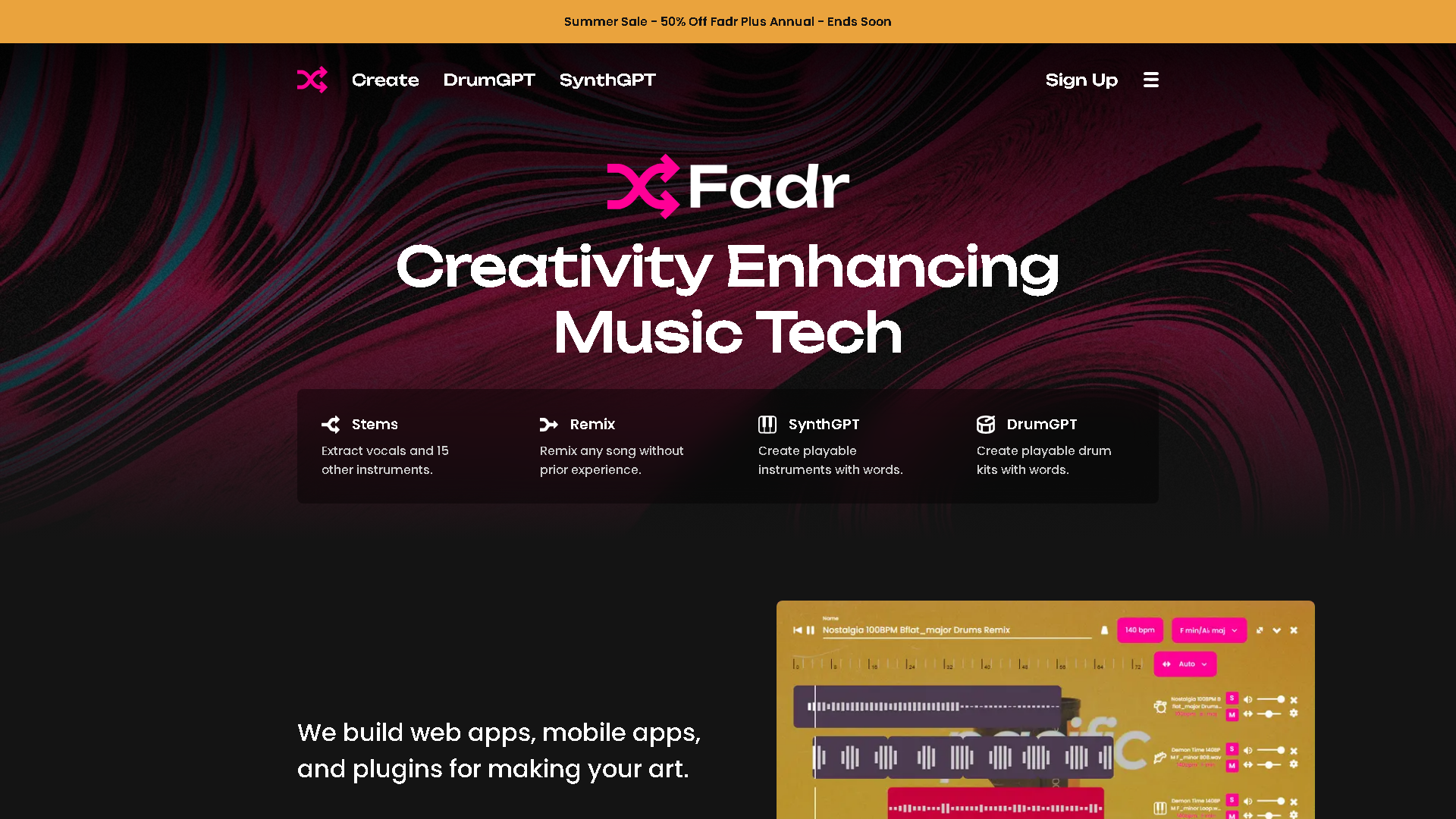Fadr Interface Screenshot - Music & Audio Tool