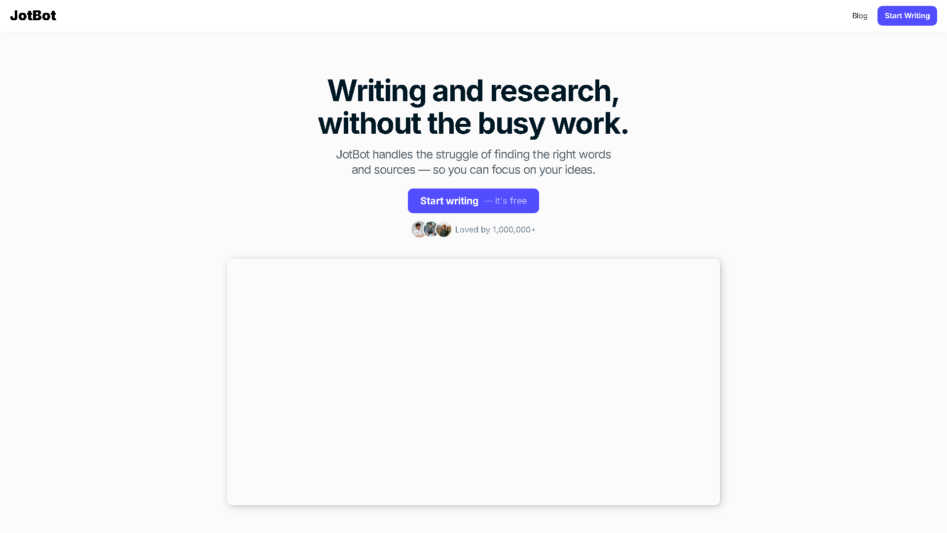 JotBot AI Interface Screenshot - Writing & Editing Tool