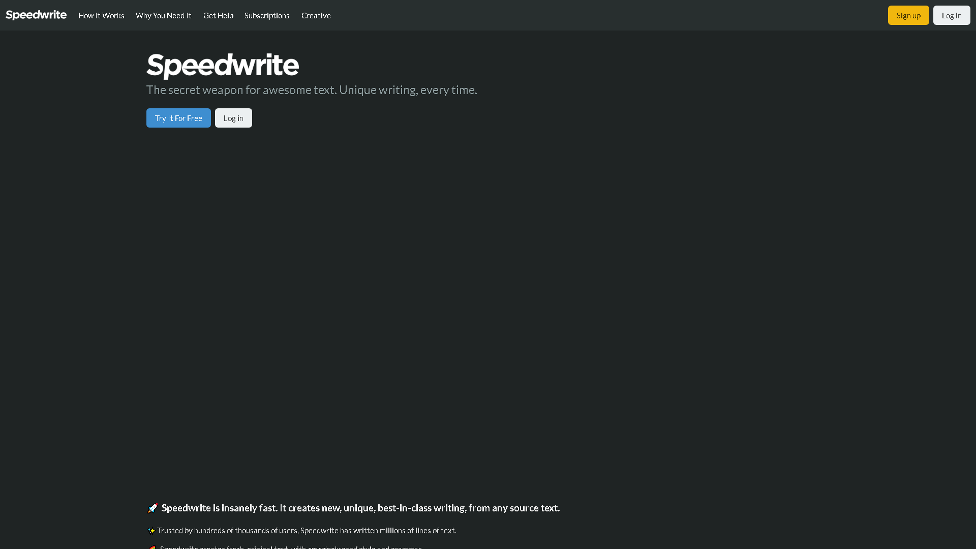 Speedwrite Interface Screenshot - Writing & Editing Tool