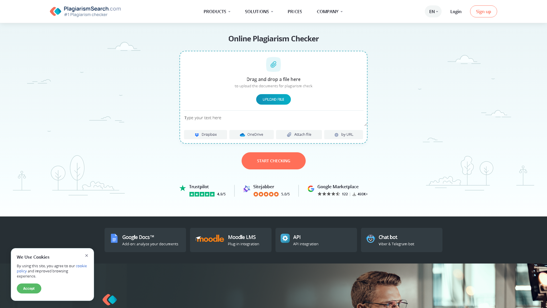 PlagiarismSearch.com Interface Screenshot - Writing & Editing Tool