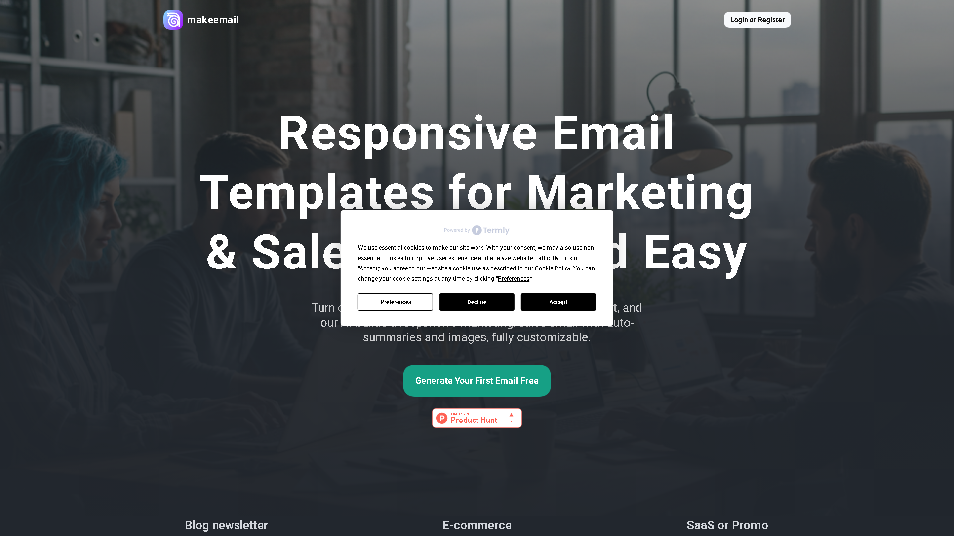 Makeemail Interface Screenshot - Writing & Editing Tool