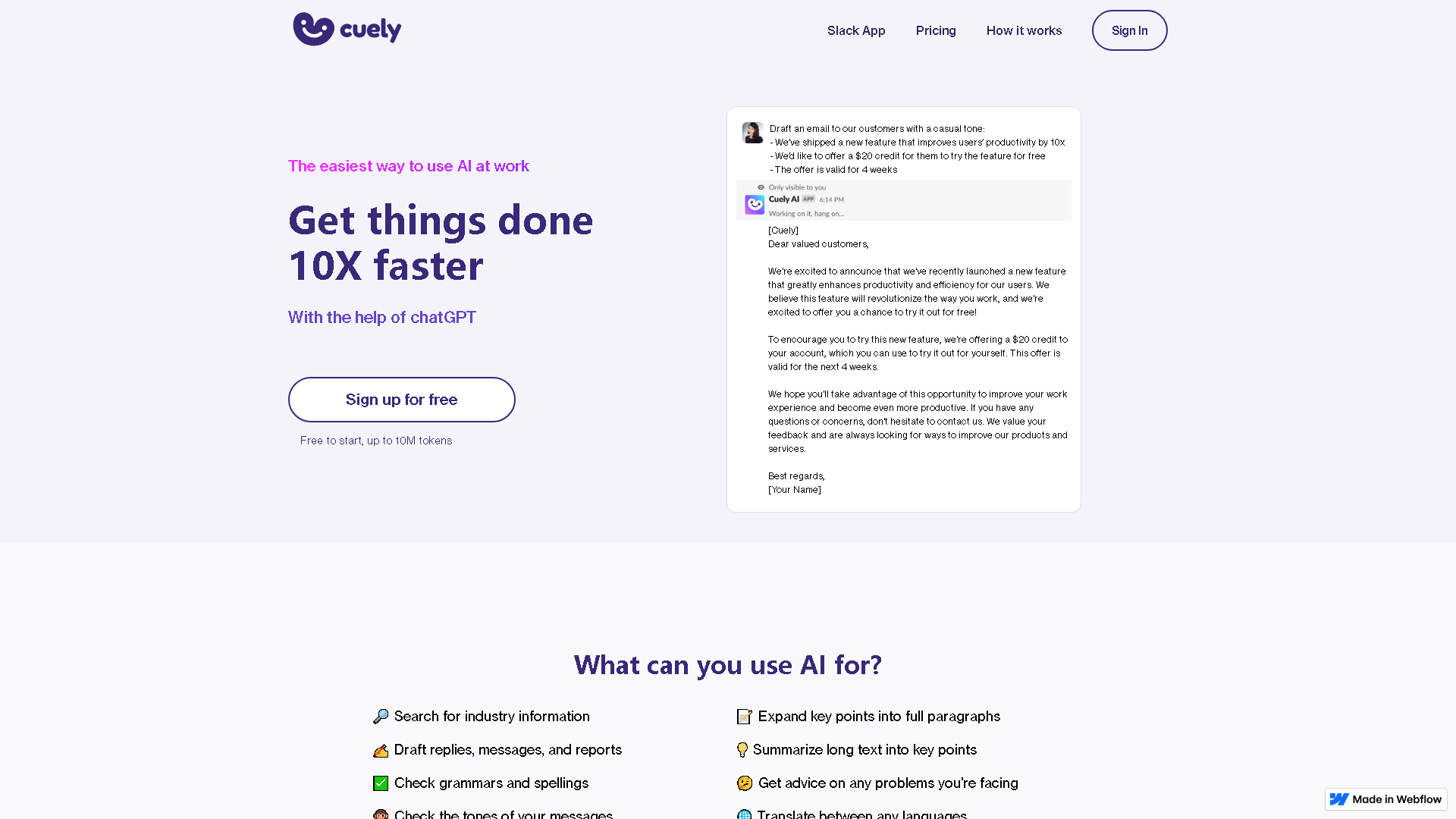 Cuely Interface Screenshot - Writing & Editing Tool
