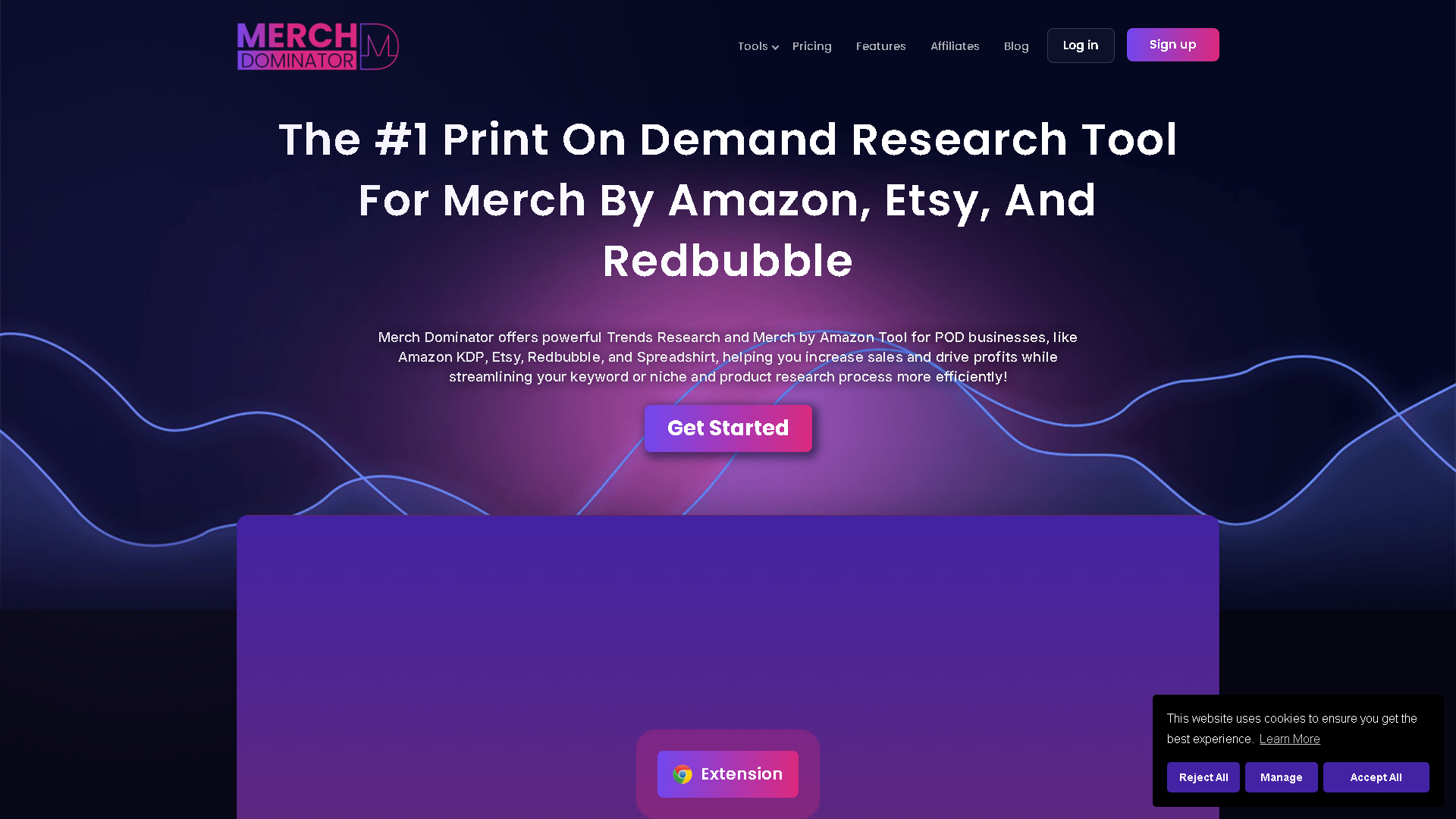 Merch Dominator Interface Screenshot - Writing & Editing Tool
