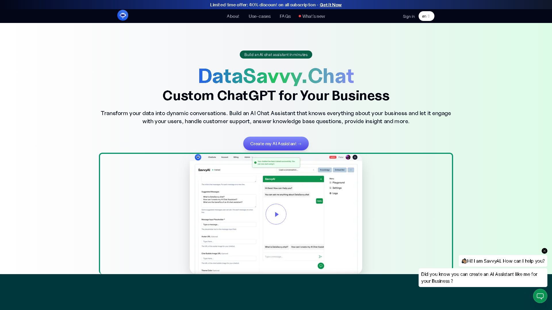 DataSavvy.chat Interface Screenshot - Writing & Editing Tool